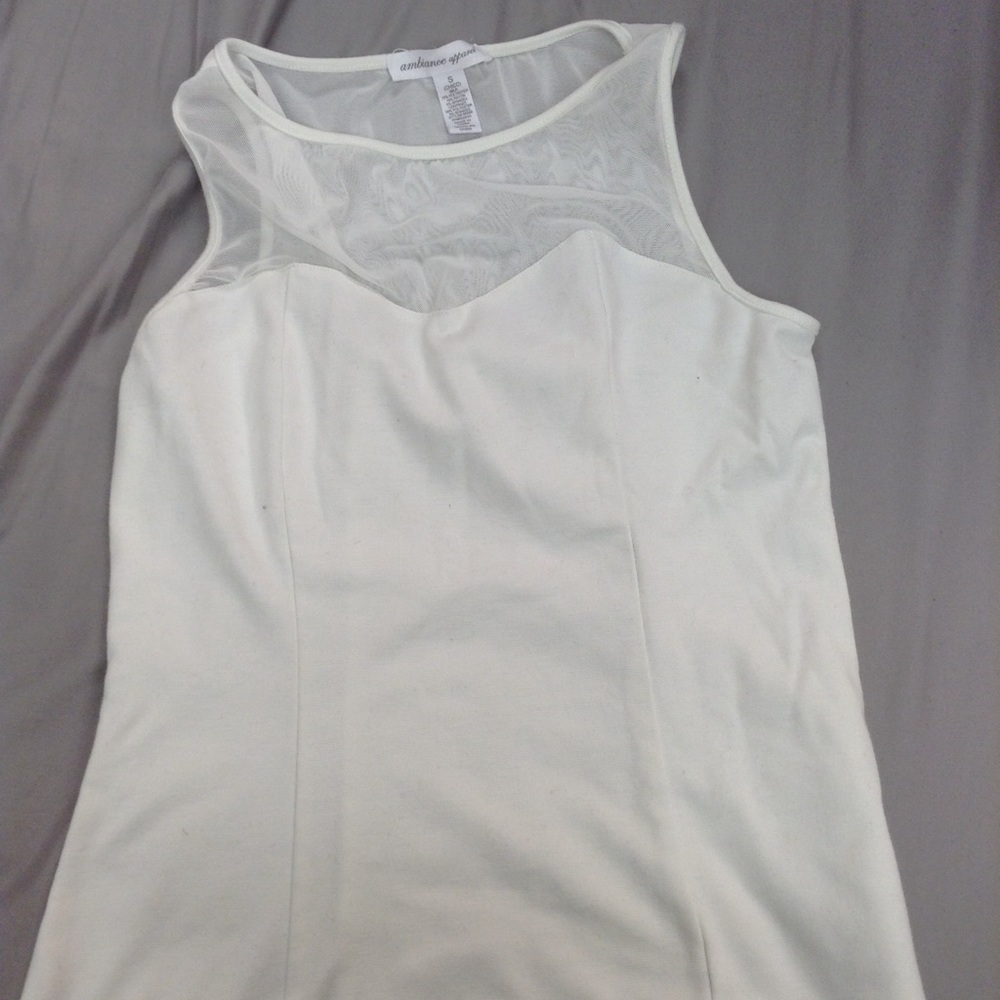 White Sweetheart Top with Sheer Overlay